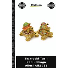 Carlburn Özel Üretim Dekoratif Figür Hediyelik Biblo Koleksiyon Swaroski Taşlı Kaplumbağa Ailesi ALK5735