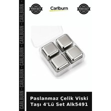 Carlburn Özel Üretim Içecek Aksesuarı Bar Ekipmanı Hediye Paslanmaz Çelik Viski Taşı 4'lü Set ALK5491