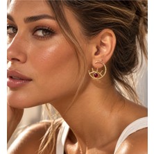 Hector&Co. Jewellery Kadın Gold Göz Figürlü Küpe – Kırmızı Taş Detaylı Halka Küpe, Şık ve Özgün Tasarım