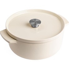 Cast Iron 26 Cm/5,2 L Kapaklı Tencere, Yüksek Kaliteli, Sağlam ve Uzun Ömürlü, Kızartma, Kızartma, Pas Içermeyen Emaye Iç Kısım, Indüksiyon, Ergonomik Sap, 260°C'YE Kadar Fırına Dayanıklı,