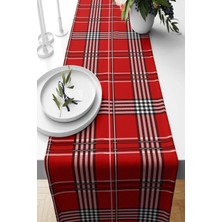 Pelangi Kırmızı Siyah Ekose Desenli Leke Tutmaz Kumaş Salon Mutfak Masa Değişik Ranır Modelleri Runner, Kırmızı-Siyah 40 x 140