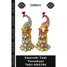 Carlburn Özel Üretim Şık Zarif Dekoratif Aksesuar Hediye Tasarım Swaroski Taşlı Tavuskuşu Tekli ALK5764
