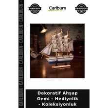 Carlburn Özel Üretim Deniz Temalı Masaüstü Dekoratif Ahşap Gemi - Hediyelik - Koleksiyonluk