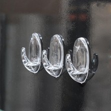 BADEM10 Yapışkanlı Banyo Lavabo Mutfak Askılık Şeffaf Plastik Sağlam Asma Iz Bırakmayan Askı 3 Adetli Set