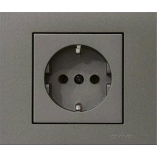 Seldur Grano Antrasit Topraklı Priz + Çerçeve,füme