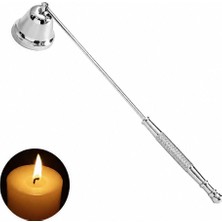 Hareketli Baş Çelik Silver 22 cm Dekoratif Çan Dizayn Saplı Mum Söndürücü CIN818SLV
