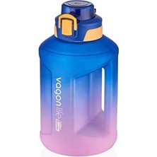 Vagonlife 1600ML Çift Renk Taşıma Askılı ve Kulplu Motivasyon Su Matarası Sticker Hediyeli (Ma