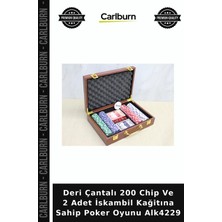 Carlburn Özel Üretim Oyun Seti Deri Çantalı 200 Chip ve 2 Adet Iskambil Kağitına Sahip Poker Oyunu ALK4229