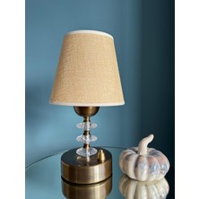 Ms Fey Abajur Pilli Kablosuz Masa Lambası 25 Cm, El Yapımı Eskitme Metal Ayaklı Kumaş Başlıklı Abajur, Başucu Lambası, Komodin Lambası, Dekoratif Gece Lambası, Beyaz/sarı Işık