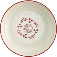 Ms Aryıldız Red Bird Tabak Renkli Kuş Desenli 16 cm Porselen Servis Tabağı