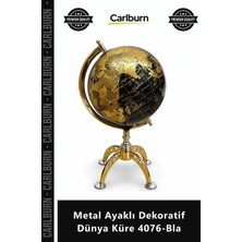 Carlburn Özel Üretim Ofis Hediyesi Masa Üstü Modern Tasarım Şık Metal Ayaklı Dekoratif Dünya Küre 4076BLA