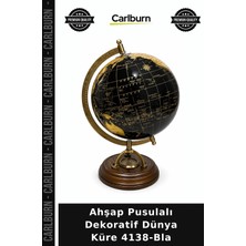 Carlburn Özel Üretim Hediyelik Ofis Ahşap Pusulalı Dekoratif Dünya Küre 4138-BLA