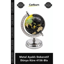 Carlburn Özel Üretim Modern Ofis Masaüstü Aksesuar Şık Tasarım Lüks Metal Ayaklı Dekoratif Dünya Küre 4156BLA