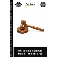 Carlburn Özel Üretim Hukukçu Hediyesi Dekoratif Kaliteli Ceviz Şık Ahşap Pirinç Işlemeli Hakim Tokmağı 3789
