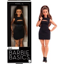 Ms Mattel Barbie Basics Model 05 Koleksiyona Uygun Bebek, Siyah Mini Elbisesi, Topuklu Ayakkabılarıyla Eklemleri Bükülebilen, Kafası Değiştirilebilen, Yuvarlak Hatlı, Kahverengi Saçlı Bebek, JBH73