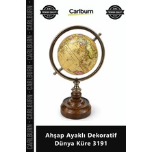 Carlburn Özel Üretim Şık Modern Ofis Hediyesi Retro Masaüstü Estetik Ahşap Ayaklı Dekoratif Dünya Küre 3191