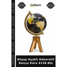 Carlburn Özel Üretim Ofis Çalışma Masası Hediyelik Aksesuar Ahşap Ayaklı Dekoratif Dünya Küre 4136-BLA