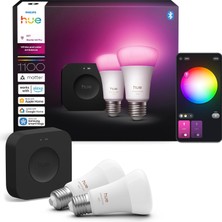 Ms Philips Huewca 9W E27 Renkli Akıllı Ampul 2'li Pro Başlangıç Seti (Bridge Pro V3 Dahildir) - 25.000 Saat Ampul Kullanım Ömrü