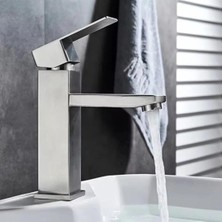 Ms Inox (Gümüş) Açılır Kapanır Sıcak Soğuk Su Girişli Lavabo Bataryası