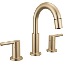 Ms Nicoli Fırçalı Altın Püskürtücülü Banyo Bataryası, 20 cm 3 Delikli Yaygın Banyo Lavabo Bataryası Pull Out Püskürtücü, Push-Pop Tahliye, Şampanya Bronz 35749LF-CZPD