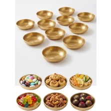 Ms Altın Rengi Metal Küçük Servis Kasesi, Atıştırmalık ve Kuruyemiş Için, 6 Adet Yuvarlak
