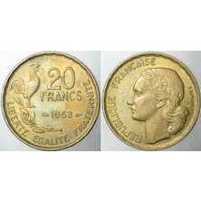 Banknoting Fransa 20 Frank 1953. Çilaltı Kondisyon.