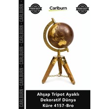 Carlburn Özel Üretim Şık Ofis Hediyelik Lüks Ev Aksesuarı Ahşap Tripot Ayaklı Dekoratif Dünya Küre 4157BRO