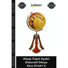 Carlburn Özel Üretim Ofis Hediyesi Klasik Tasarım Kaliteli Ahşap Tripot Ayaklı Dekoratif Dünya Küre SL1441S