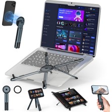 Ms Taşınabilir Dizüstü Bilgisayar Standı Seyahat, 3'ü 1 Arada Masa Tableti Montaj Bilgisayar Tutucu Manyetik Telefon Tutucu Tripod, 10-15,6 Inç Dizüstü Bilgisayarlar ve 4-13 Inç Tabletler/telefonlar Için