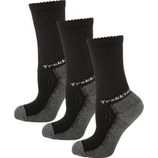 Thermoform Trekking Extra Dolgulu, Darbe Emici Kışlık Unisex Çocuk Çorap, 3'lü Paket, Siyah, 27-30 Beden