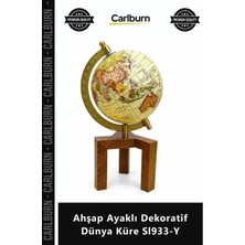 Carlburn Özel Üretim Kaliteli Ofis Hediyelik Aksesuar Masaüstü Şık Ahşap Ayaklı Dekoratif Dünya Küre SL933Y