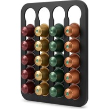 Ms Nespresso Uyumlu Kapsül Kahve Standı - 20 Kapsül Kapasiteli Duvara Monte Kapsül Tutucu ve Düzenleyici Organizer, Mat Siyah