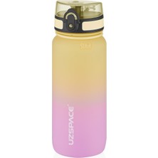 Ms Uzspace 650ML Çift Renkli Sızdırmaz Bpa Içermez Kilitlenebilir Kapaklı Motivasyonel Tritan Su Matarası (Sarı-Lila)