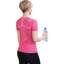 Miofit Kadın Dianthus Dikişsiz Spor Tişört Melange Pınk S-M