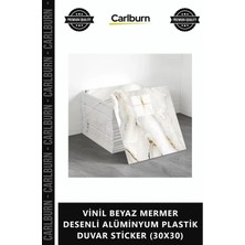 Carlburn Özel Üretim 3D Panel Yapışkanlı Vinil Beyaz Mermer Desenli Alüminyum Plastik Duvar Sticker 30X30