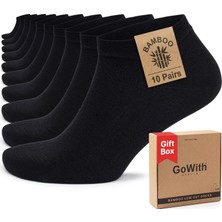 Gowith 10'lu Bambu Premium Dikişsiz Kutulu Nefes Alabilir Erkek Kadın Sneaker Çorap, Likralı 200 Iğne Esnek Sıkmayan Siyah Beyaz Gri Kısa Patik Çorabı 3006