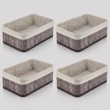 Ms Bambu Çok Amaçlı Saklama Kutusu Düzenleyici Orta Boy Organizer, Dekoratif Bambu Düzenleyici Gri (29X19X10CM) (4 Adet)