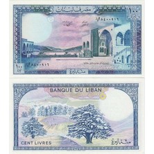 Banknoting Lübnan 100 Livre 1988. Büyük Boy Para. Çil Kondisyon.