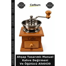 Carlburn Özel Üretim Mutfak Hediye Ahşap Tasarımlı Manuel Kahve Değirmeni ve Öğütücü ALK6430