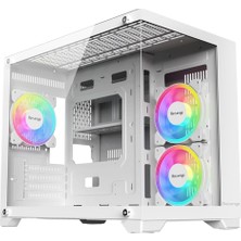 MSP Beyaz 3 Rgb Fanlı Temperli Cam Panel Boş M-Atx Gaming Oyuncu Bilgisayar Kasası