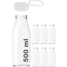 MSP ml Şeffaf Sürahi Süt, Ayran, Su, Limonata, Meşrubat Şişesi 500 cc Askılı Kapaklı Cam Şişe 6 Adet (6, Şeffaf Askılı Kapak, 500)