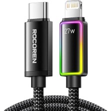 MSP 27W Type-C To Lightning Rgb Aydınlatmalı Örgülü Şarj ve Data Kablosu 1 Metre