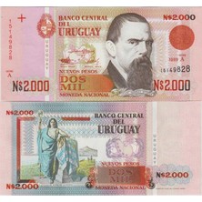 Banknoting Uruguay 2000 Yeni Peso 1989. Çil Kondisyon.