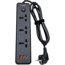 MSP 6in1 Power Strip 2500W Akım Korumalı Çoklu Priz, 3 Ac Outlet, 2x QC18W Usb-A, PD30W Usb-C Hızlı Şarj, 150 cm Kablolu Universal Çoklayıcı Priz | XK-MULTI02