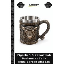 Carlburn Özel Üretim Hediyelik Tasarım Metal Figürlü 3 D Kabartmalı Paslanmaz Çelik Kupa Bardak ALK6335