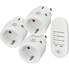 MSP Comfort-Line Mini 3+1 Kablosuz Priz Seti, 3'lü Uzaktan Kumanda Seti (Iç Mekan, El Vericisi ve Yüksek Temas Koruması) Beyaz