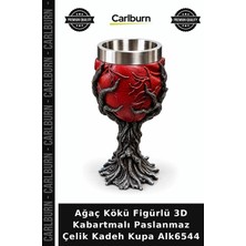 Carlburn Özel Üretim Dekoratif Tasarım Bar Ağaç Kökü Figürlü 3D Kabartmalı Paslanmaz Çelik Kadeh Kupa ALK6544