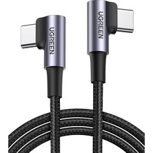 MSP Usb-C To Usb-C 60W 3A Qc Pd Çift Tarafı 90 Derece Örgülü Hızlı Şarj Kablosu, 2 Metre, Siyah