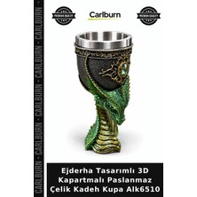 Carlburn Özel Üretim Hediye Dekoratif Ejderha Tasarımlı 3D Kapartmalı Paslanmaz Çelik Kadeh Kupa ALK6510