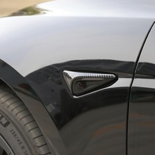 MSP Model Y Uyumlu Parlak Karbon Fiber Görünümlü Yan Kamera (Sinyal) Kaplama Seti Hw4